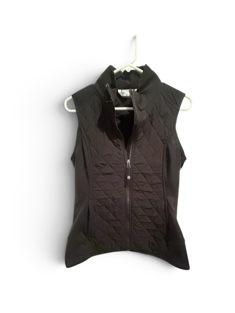 Athleta Black Quilted Zip-Front Vest in Small